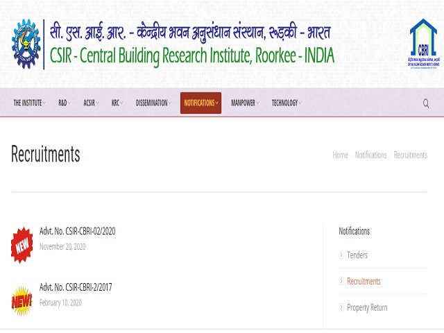 CSIR -CBRI Online for Project Associate I, Senior Project Associate & Other Posts 2020