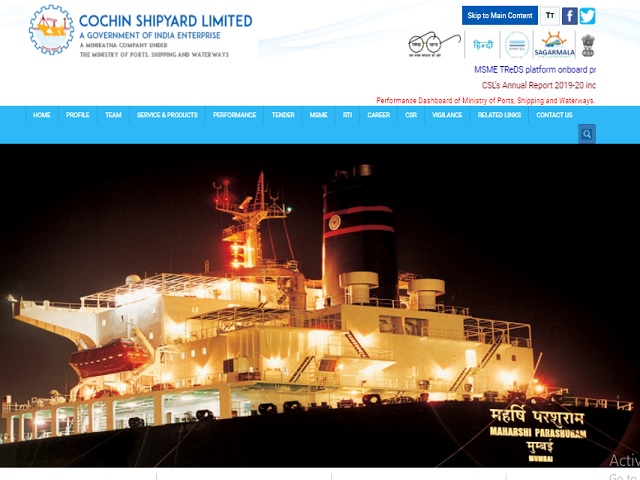 Cochin Shipyard Limited (CSL) Online for Manager and Other Posts 2020
