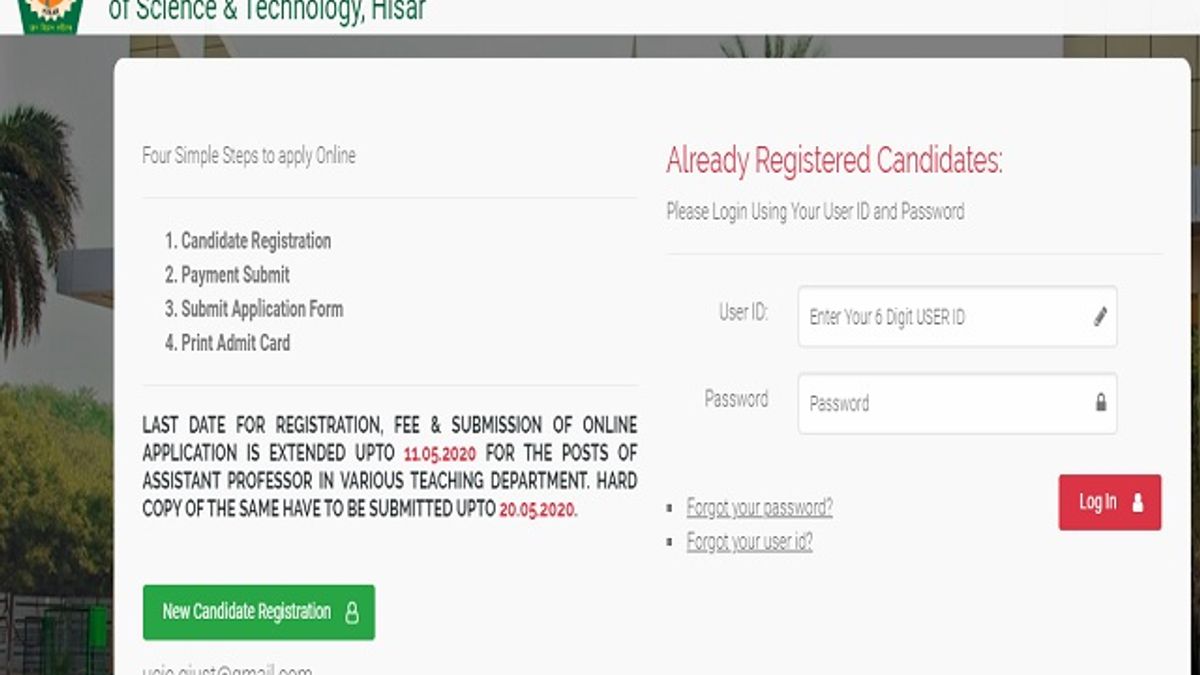 GJUST Hisar Assistant Professor 2020