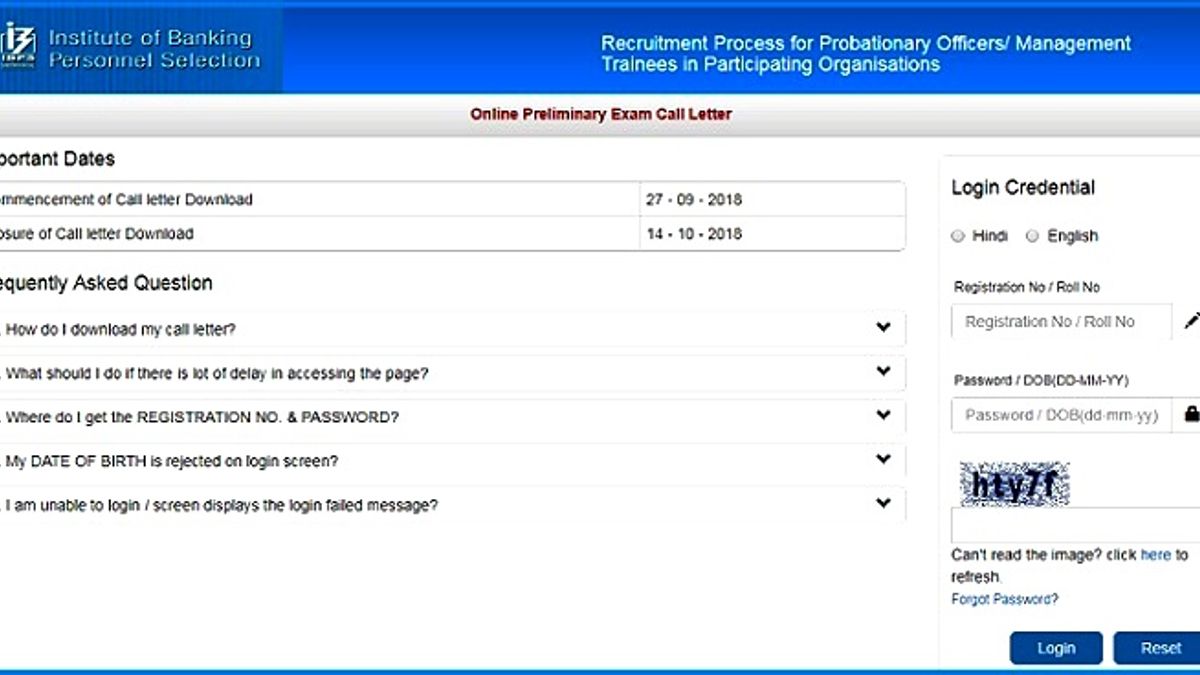 IBPS PO Admit Card 2018