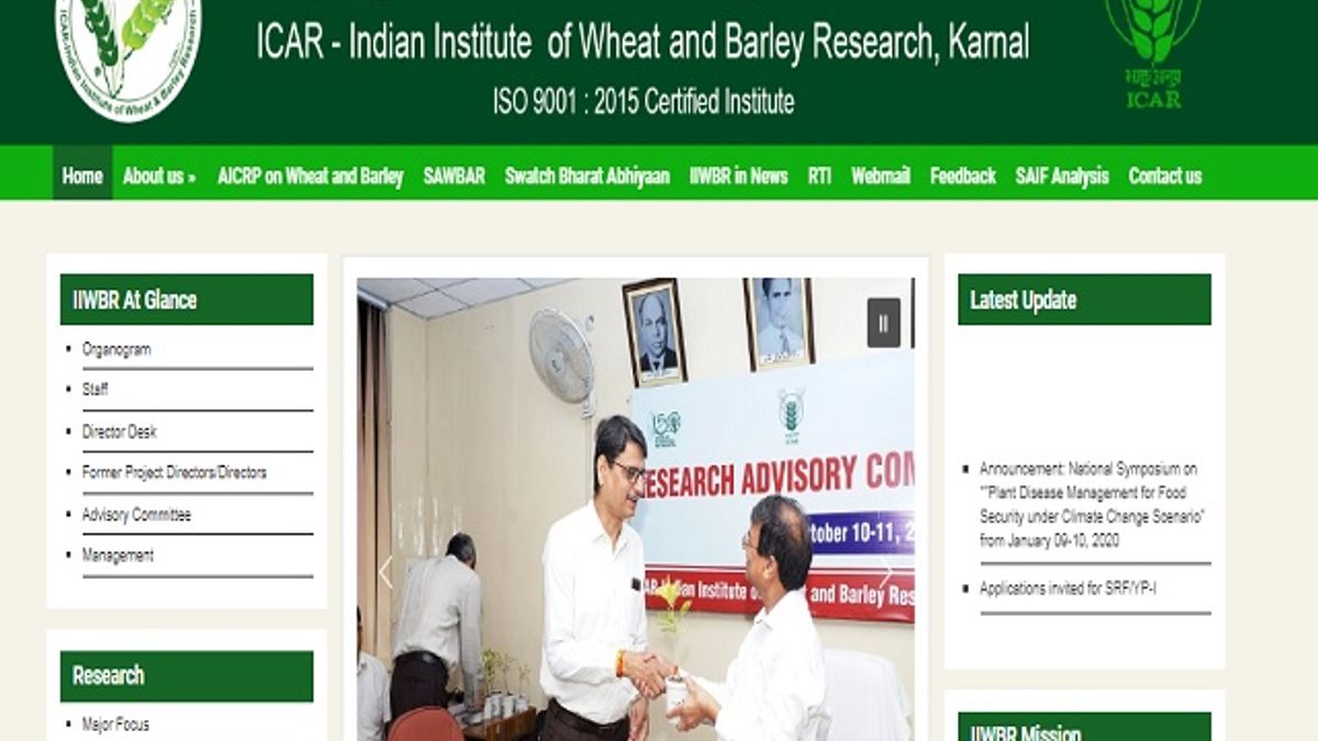 ICAR-Indian Institute of Wheat and Barley Research (IIWBR) Recruitment 2019