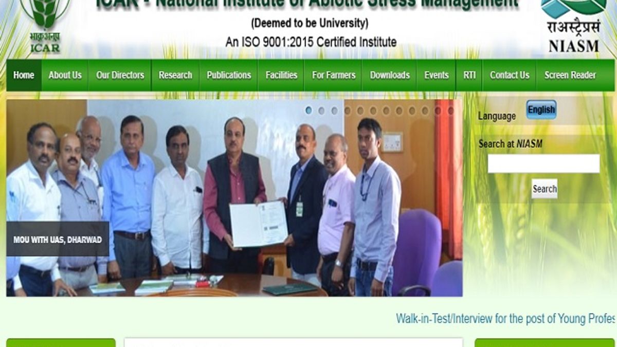 ICAR-National Institute of Abiotic Stress Management (NIASM) Recruitment 2019