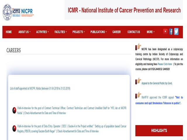 ICMR -NICPR Technician, Technical Officer and Other Posts 2020