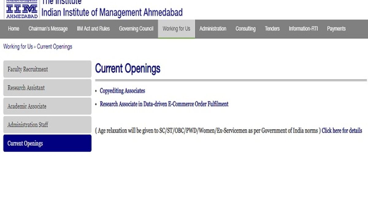 Indian Institute of Management (IIM) Ahmedabad Research Associate Post 2020