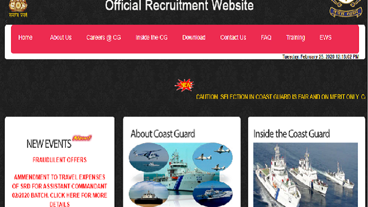 Coast Guard Assistant Commandant (02/2020) Admit Card 2020