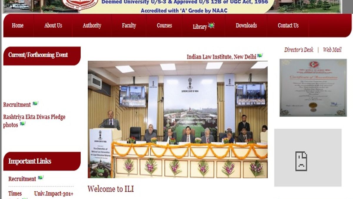 Indian Law Institute (ILI) Professor, Librarian and Assistant Professor Posts 2019