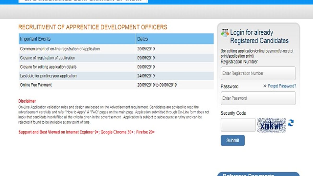 LIC ADO Admit Card
