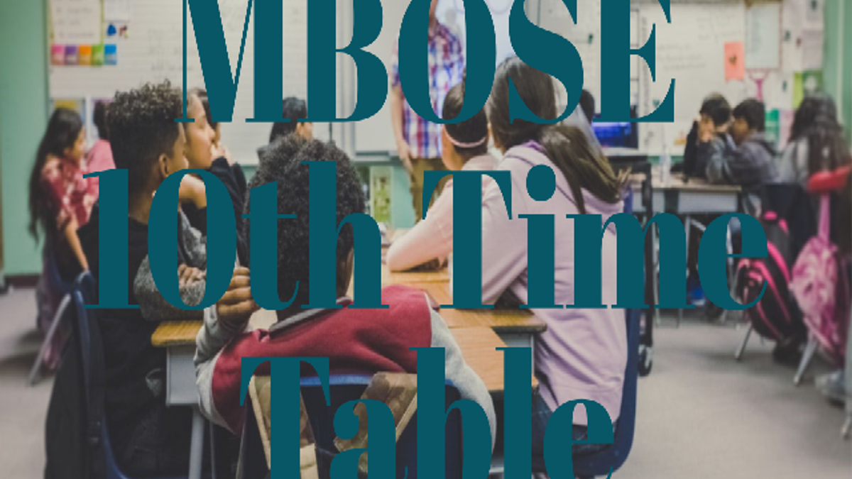 MBOSE SSLC Time Table 2020
