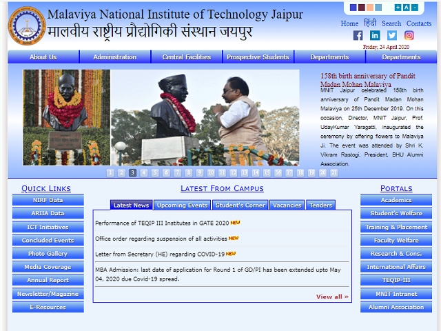 Malaviya National Institute of Technology (MNIT) JRF Post 2020