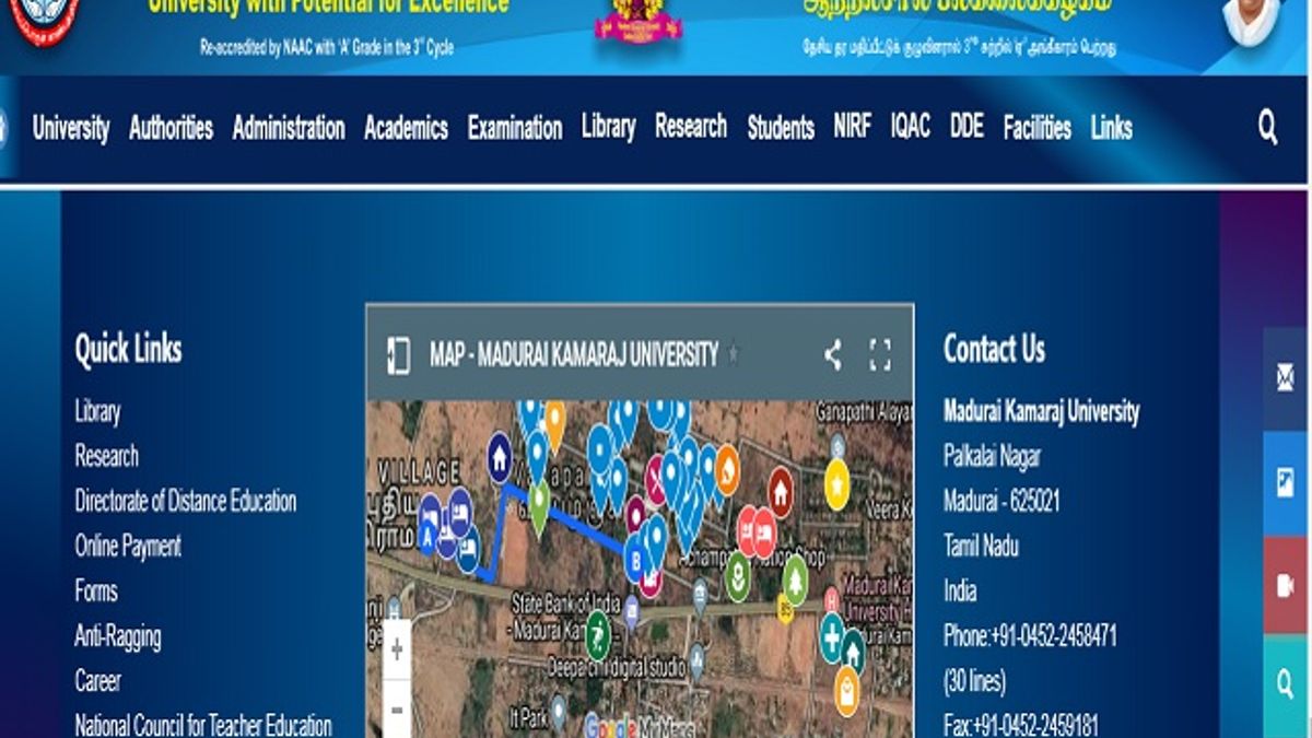 Madurai Kamaraj University (MKU) Recruitment 2019