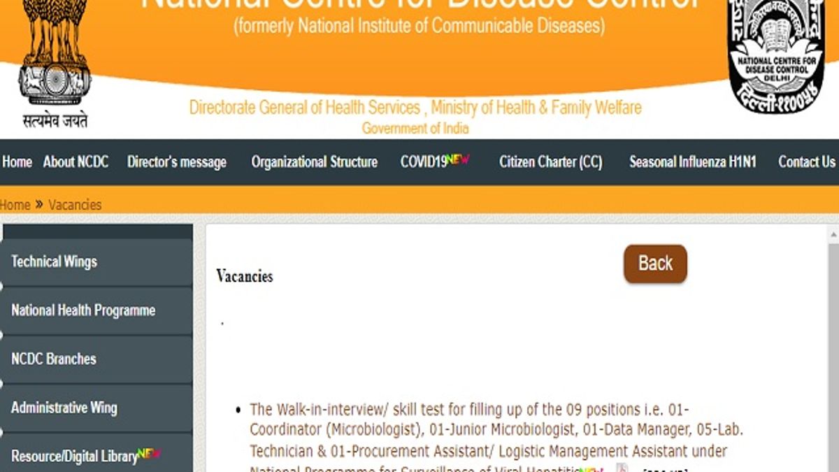 NCDC Lab Technician, Data Manager and Other Posts 2020