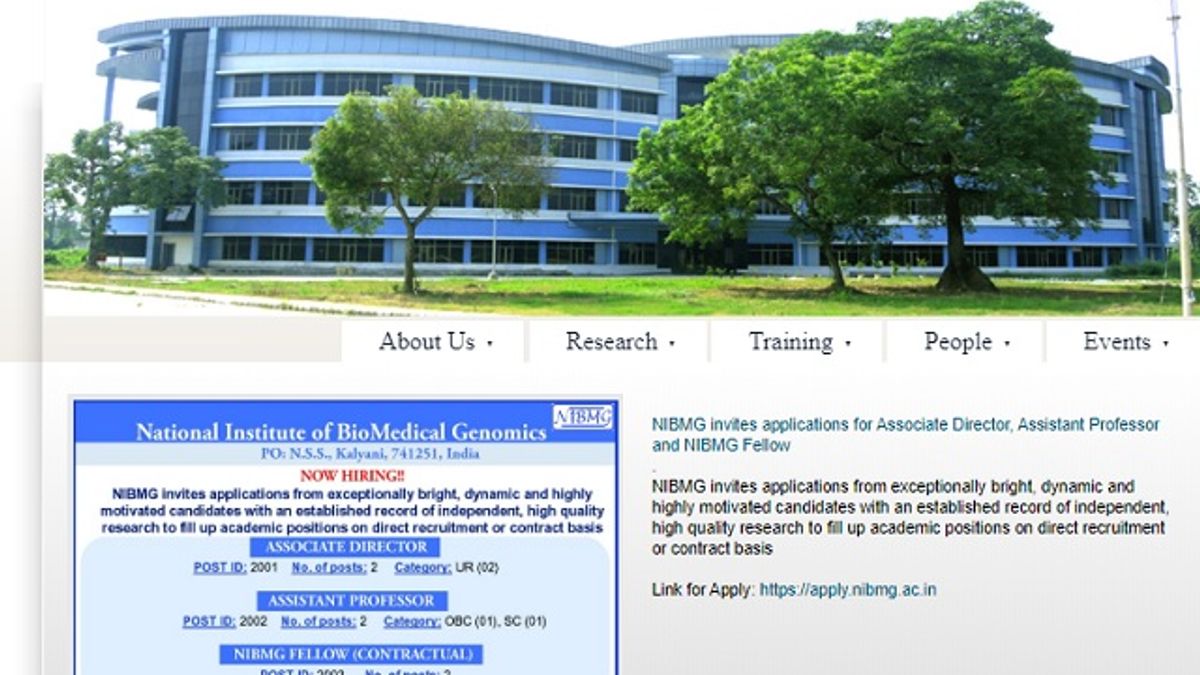 National Institute of Biomedical Genomics (NIBMG) Recruitment 2019