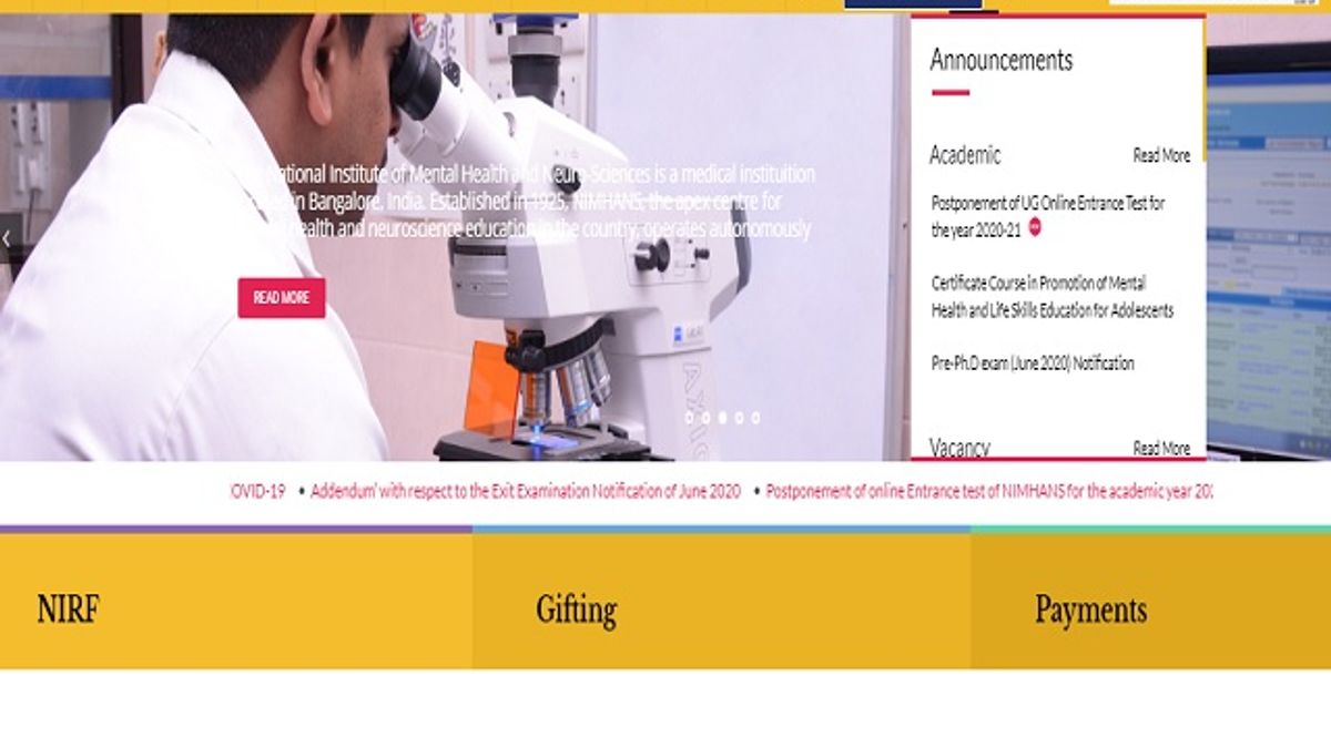 NIMHANS Junior Research Fellow (JRF) Post 2020