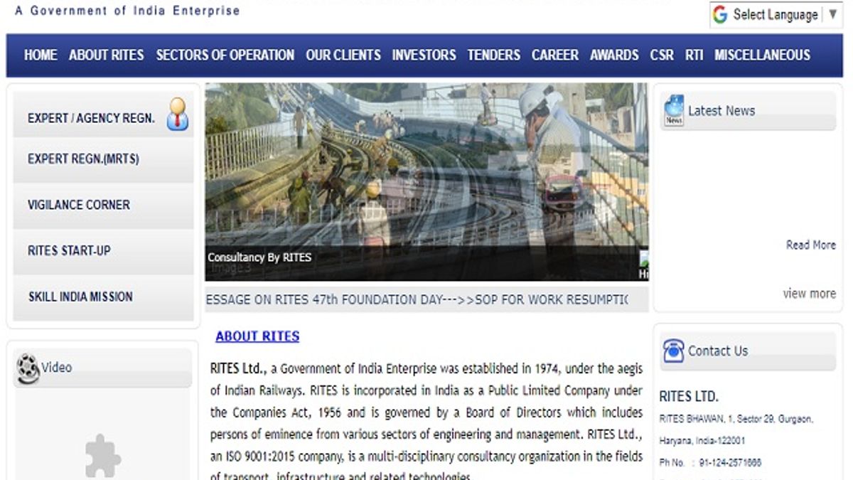 Rites Limited Manager (Mechanical) Post 2020