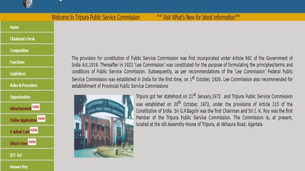 Tripura Public Service Commission (Tripura PSC) TCS and TPS Grade II Posts 2020