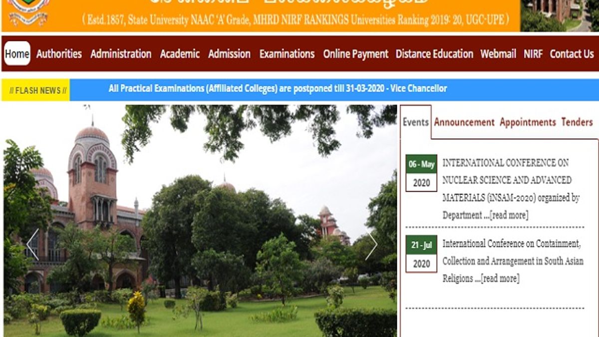 University of Madras Project Associate Post 2020