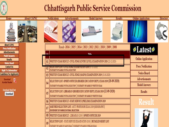 CGPSC Civil Judge Result 2020