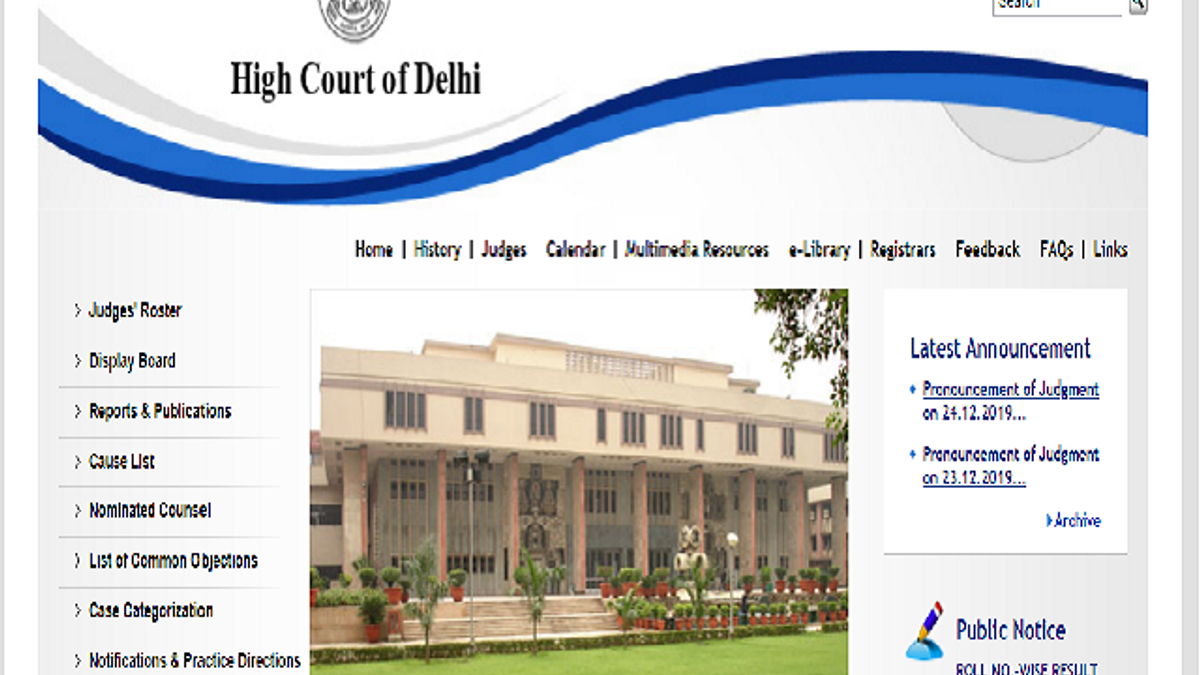 Delhi High Court Senior Personal Result 2020 