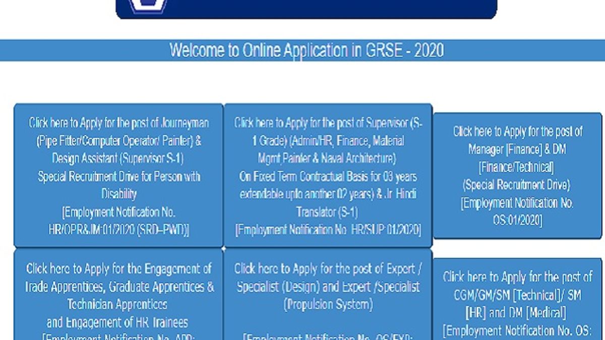 GRSE Recruitment 2020