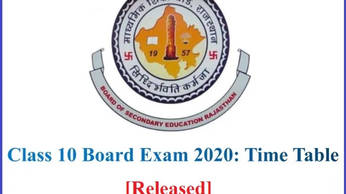 Rajasthan Board 10th Time Table 2020