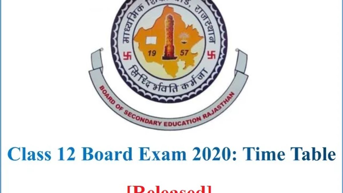Rajasthan Board 12th Time Table 2020