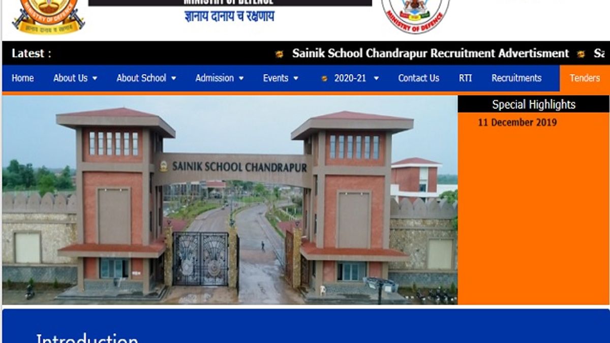 Sainik School Chandrapur Teaching, UDC, LDC and Other Posts 2019