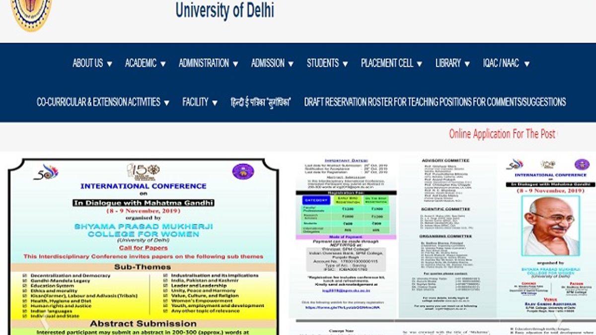 University of Delhi (DU) Principal (Shyama Prasad Mukherji College) Post 2019