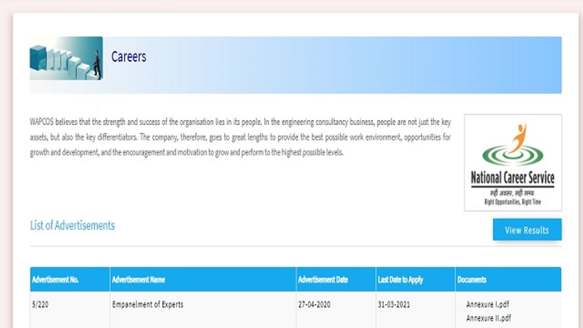 WAPCOS Limited Manager (Finance) Post 2020