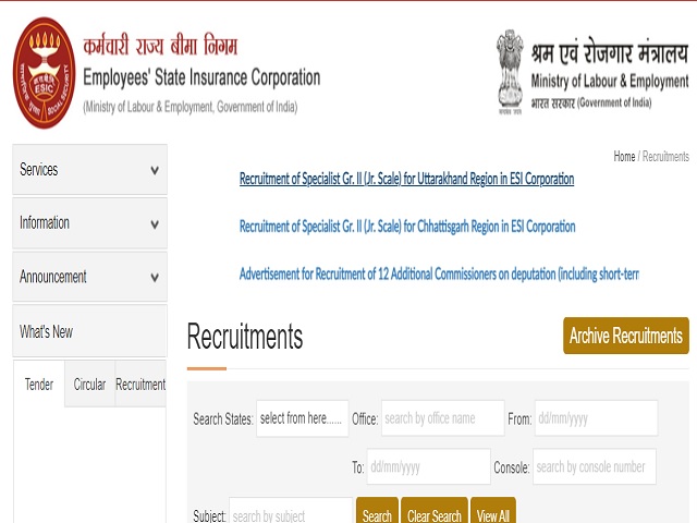 ESIC Recruitment 2021: Apply for Specialist Grade– II (Junior Scale ...