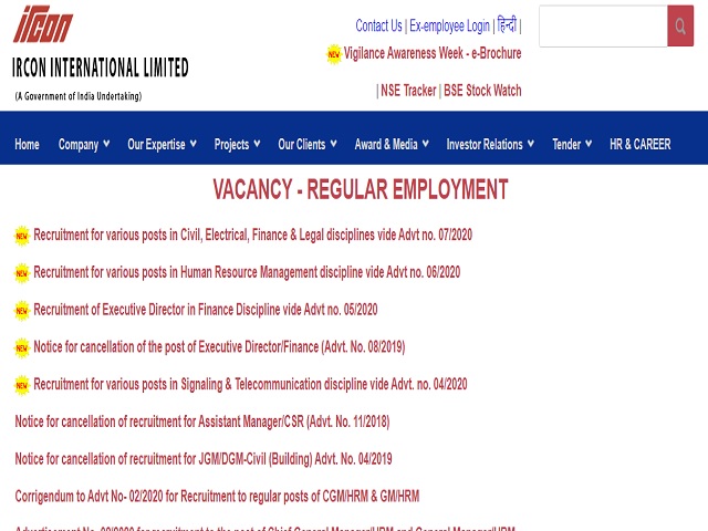 IRCON Recruitment 2021: Apply for 42 Dy. General Manager, Assistant Manager, Joint General Manager & Other Posts