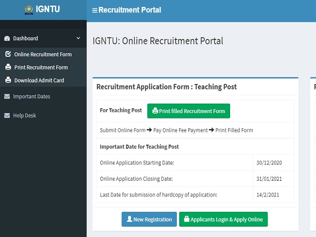 IGNTU Recruitment 2021: Apply Online for 43 Teaching Posts @recruitment.igntuonline.in
