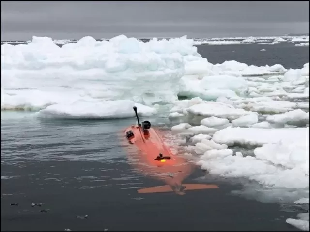 Ran submersible under Thwaites Glacier, Image Courtesy: International Thwaites Glacier Collaboration