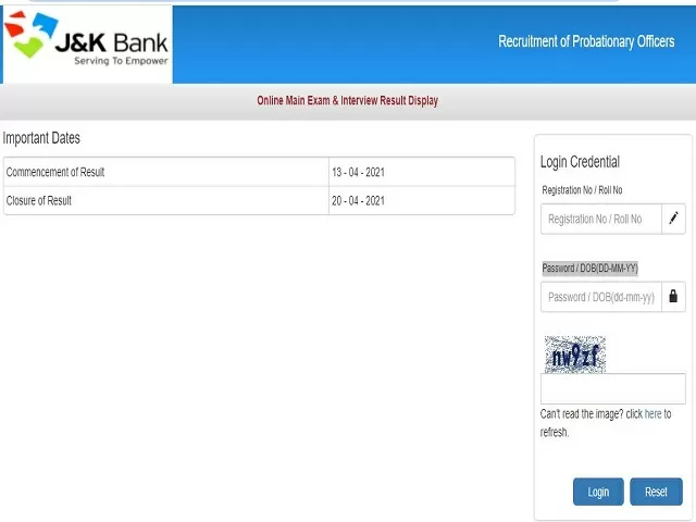  JK Bank PO Result 2021 