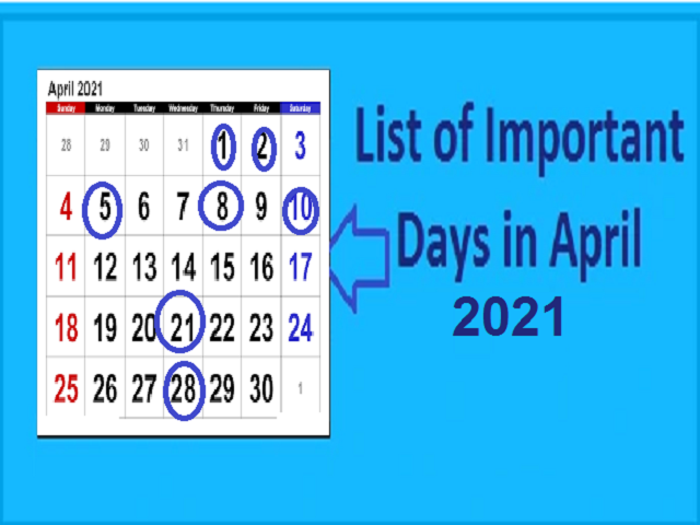 International Days In April 2024 favors