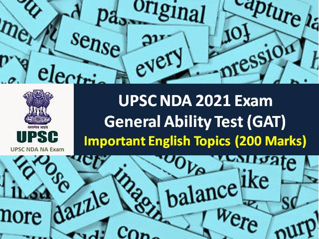 UPSC NDA 2021 General Ability Test (GAT): Check Important English Topics (200 Marks) for Written NDA Exam