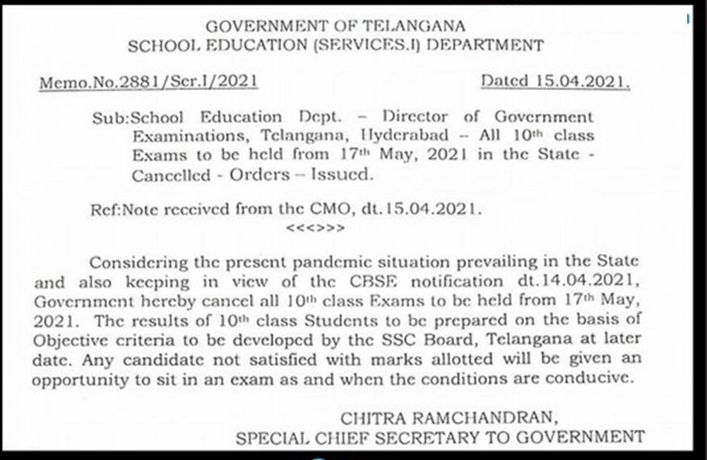 Telangana SSC Exam 2021 Cancelled, TSBIE Inter Exam Postponed due to ...