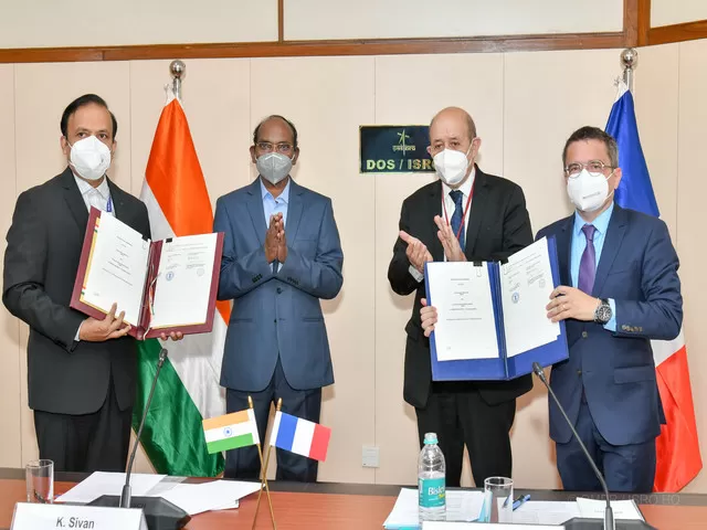 India-France sign agreement on Gaganyaan, Image courtesy: Twitter/ ISRO