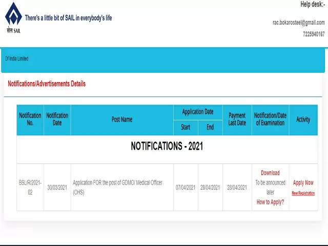 SAIL Recruitment 2021: Apply GDMO/Medical Officer (MO) Posts