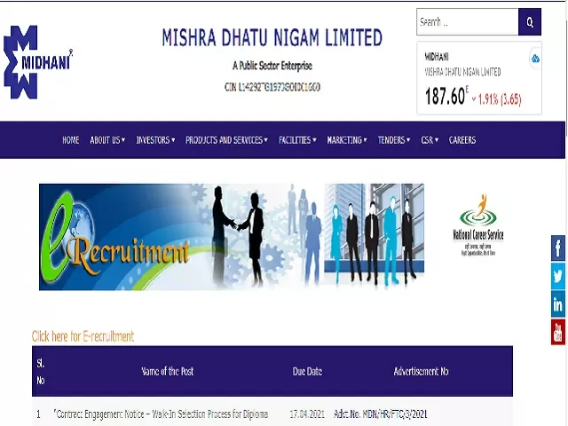 MIDHANI Recruitment 2021