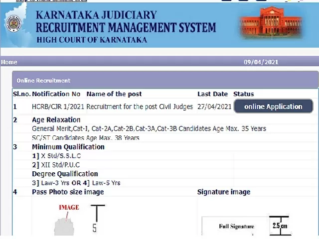 Karnataka High Court Civil Judge Recruitment 2021