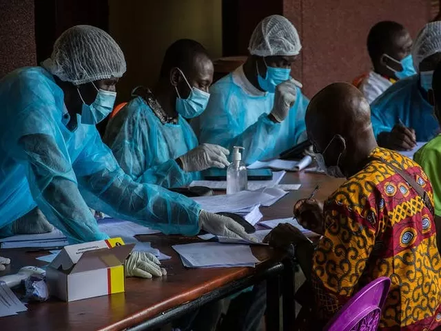 Health workers from Guinean Ministry of Health, Source: AFP