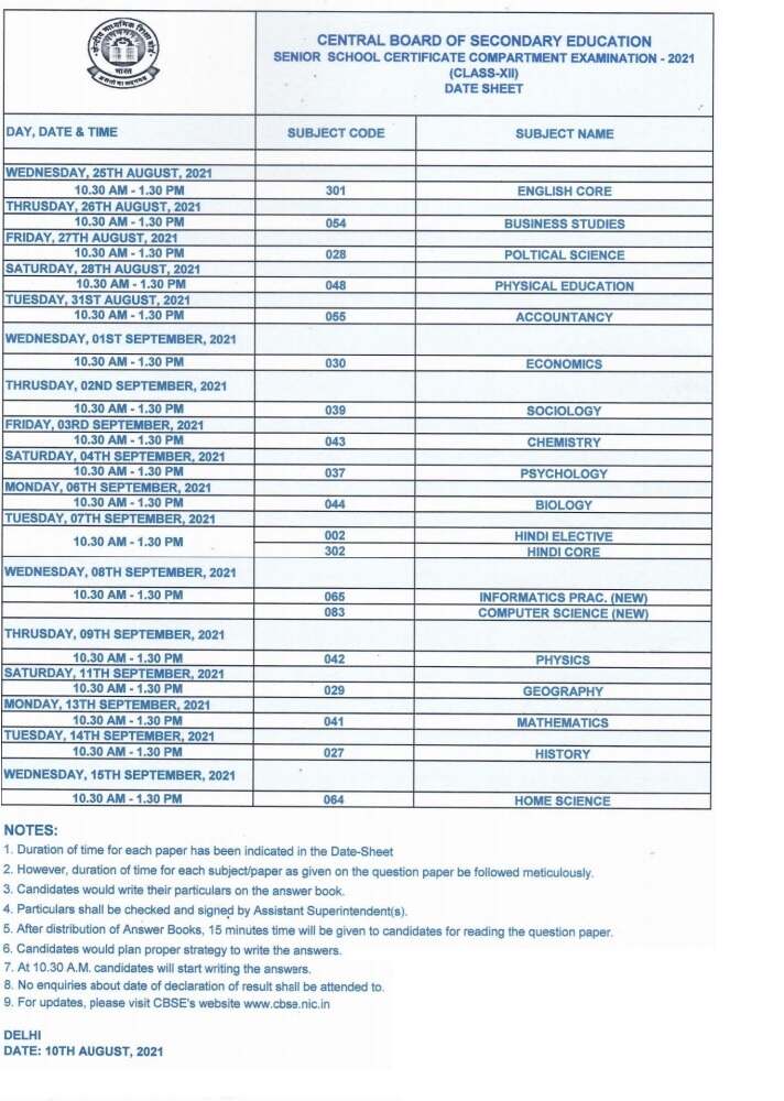 Exam Cbse Date Sheet 2021 10th 12th Improvement Compartment Exam Exam Cbse Date Sheet 2021 10th 12th Improvement Compartment Exam