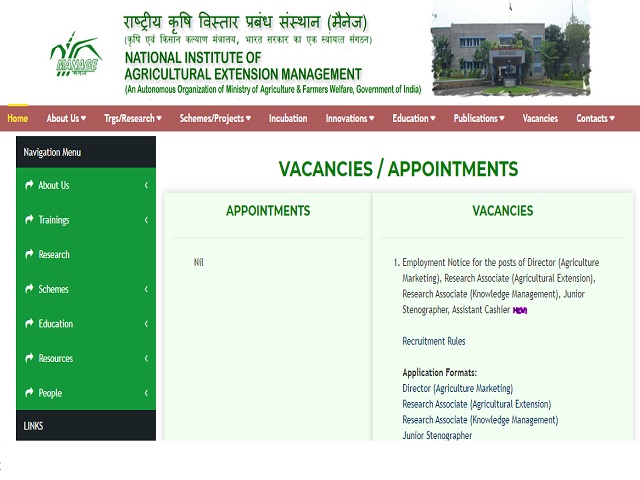 MANAGE Recruitment 2021: Apply Offline for Director, Research Associate, Junior Steno and Other Posts @manage.gov.in