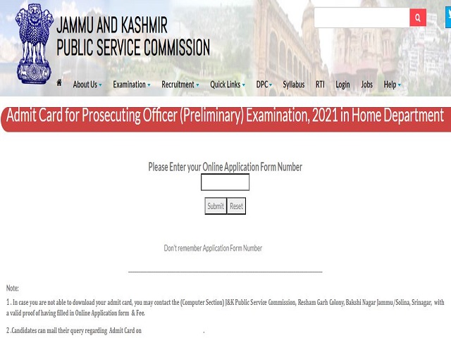 JKPSC Admit Card 2021 Released for PO, AE, DSO, ARO Exam @jkpsc.nic.in, Download From Here