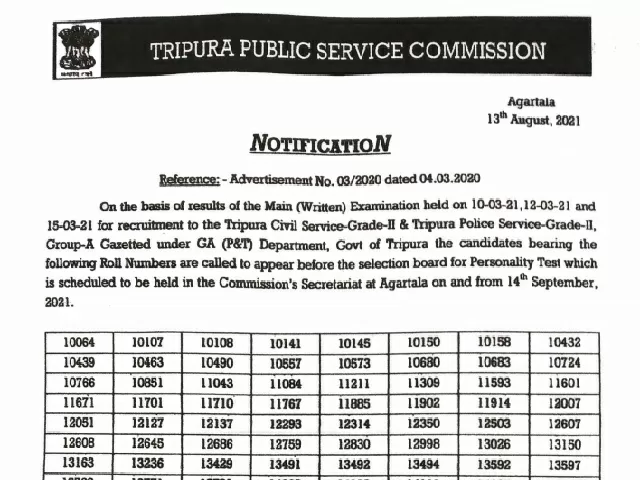 TPSC TCS TPS Mains Result 2021 OUT @tpsc.tripura.gov.in, Check Merit ...