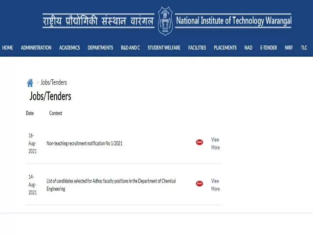 NIT Warangal Recruitment 2021: Apply Senior Medical Officer, Asst Registrar, Asst. Engineer & Other Posts