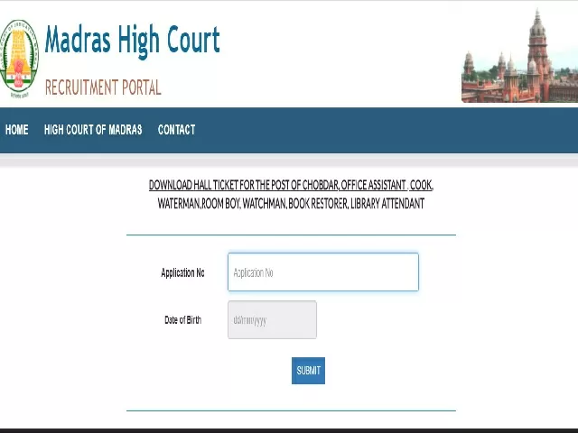Madras High Court Admit Card 2021