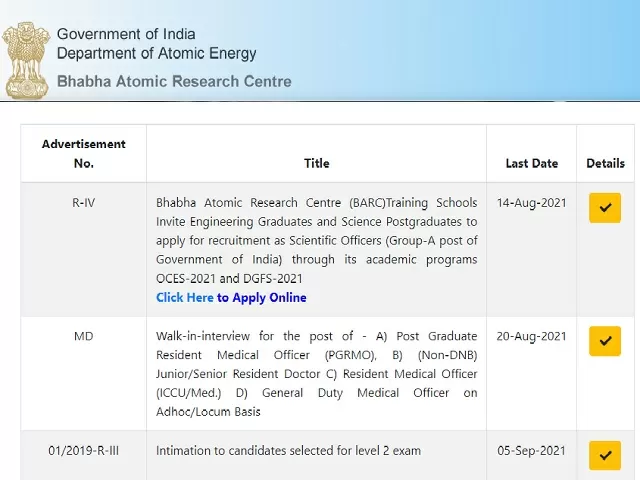 BARC Recruitment 2021: Apply Driver cum Pump Operator cum Fireman A & Sub Officer B Posts