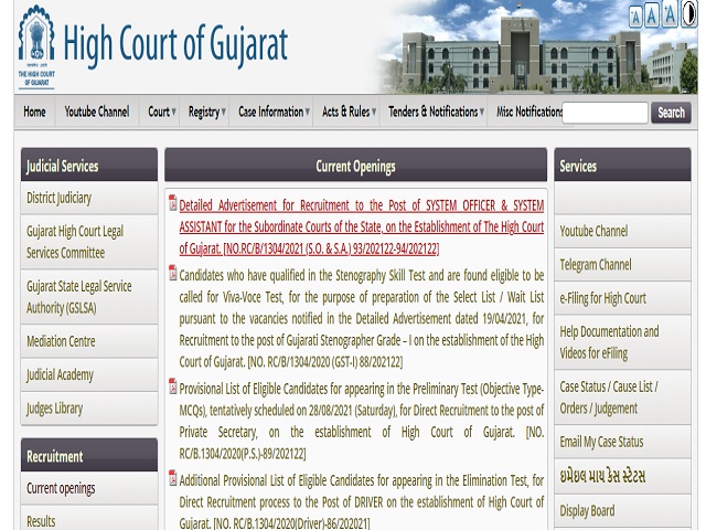 Gujarat High Court Recruitment 2021: Apply Project Scientist and Project Scientific Assistant Posts