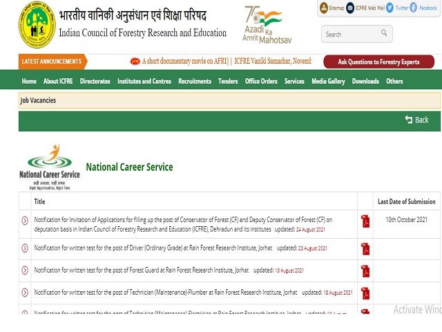 ICFRE Recruitment 2021: Apply Conservator of Forest & Deputy Conservator of Forest Posts